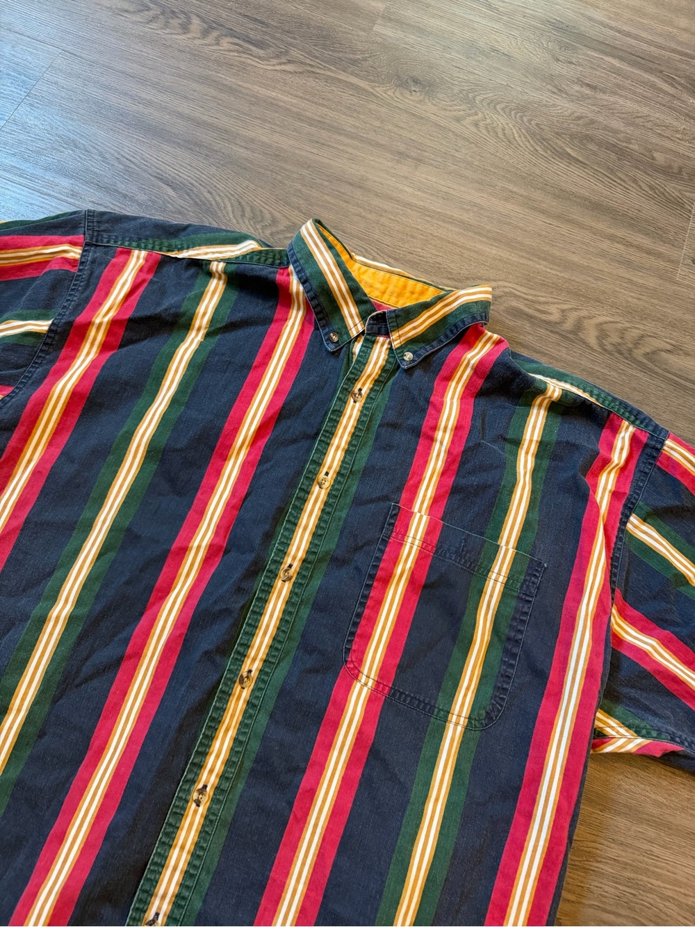 VTG 90s Catalina Striped Shirt Mens XL Short Sleeve Button Down 100% Cotton